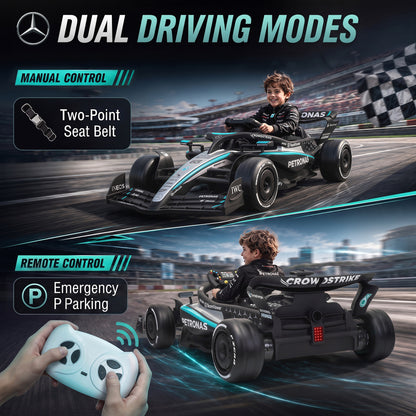 Licensed Mercedes-AMG PETRONAS F1 Electric Go Kart for Kids 3-5