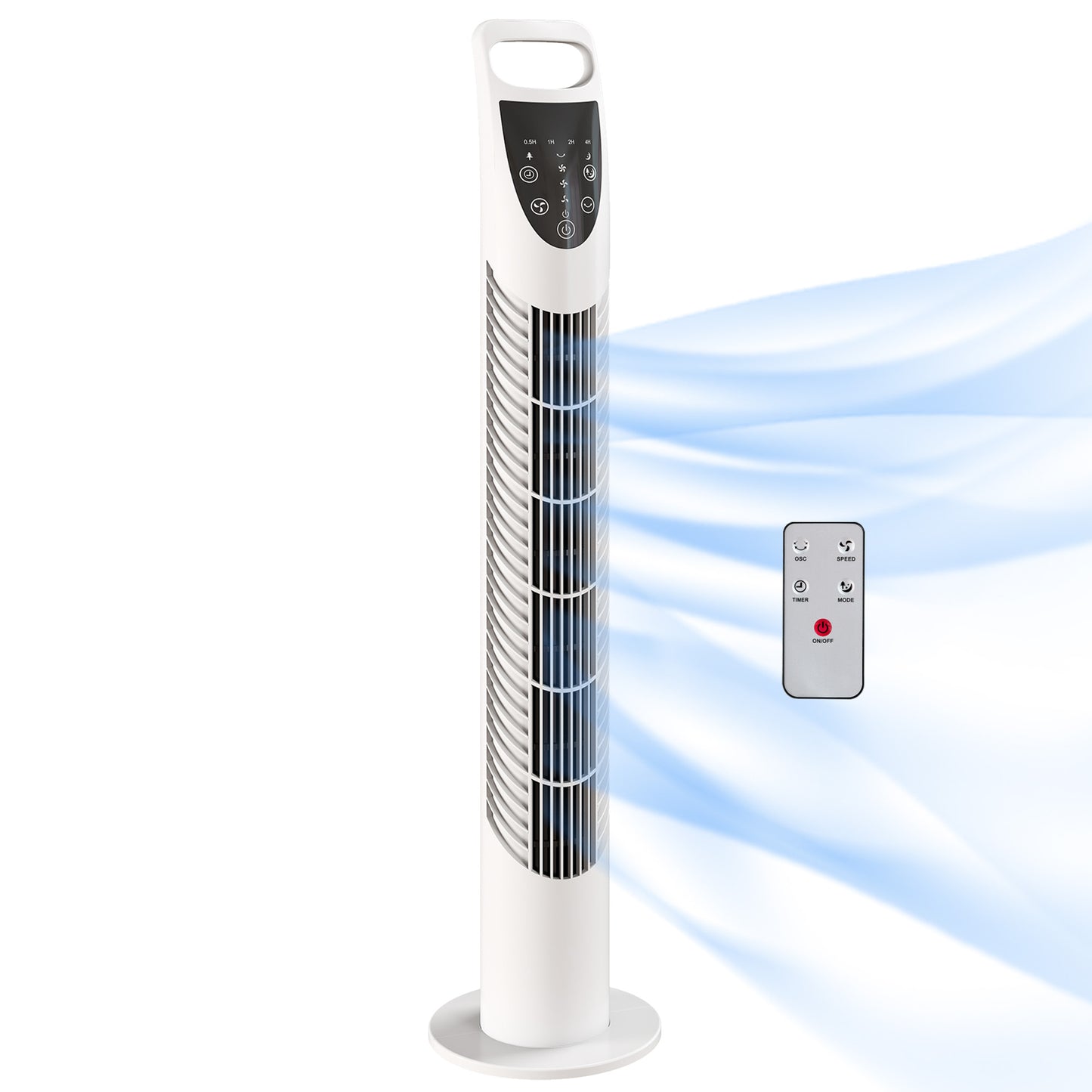 78.5cm Oscillation Tower Fan with Remote Control 3-Speed Wind White