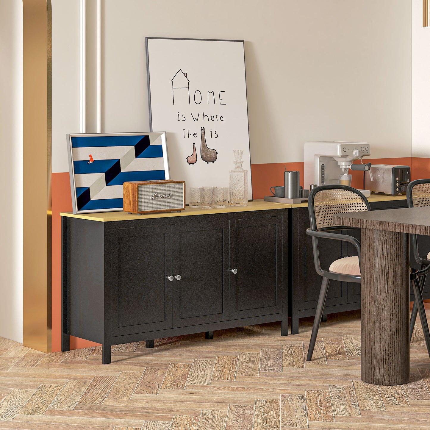 Sideboard Buffet Storage Cabinet, Storage Cabinet with Doors, Black