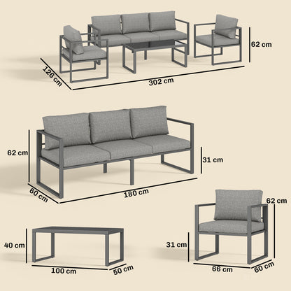 Patio Furniture Set Aluminium Frame Dark Grey