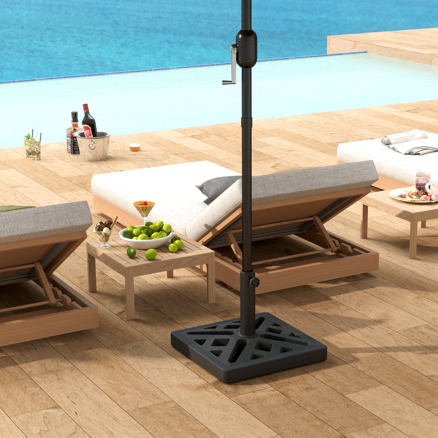 Parasol Base 15kg Garden Umbrella Stand with Cut-Out Design, Black