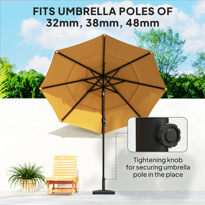 Parasol Base 15kg Garden Umbrella Stand with Cut-Out Design, Black
