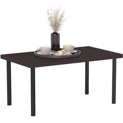 Metal Garden Coffee Table with Woodgrain Tabletop, Brown