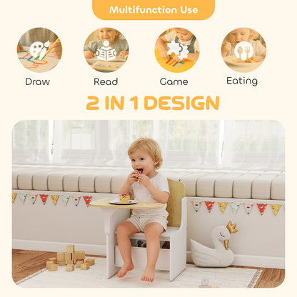 Kids Table and Chair Set, Toddler Desk Chair with Storage Bins