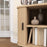 Sideboard Storage Cabinet with Slatted Tambour Sliding Doors Oak Tone