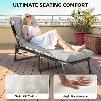 Sun Lounger Cushions Only, Sunbed Replacement Pads with 4 Ties