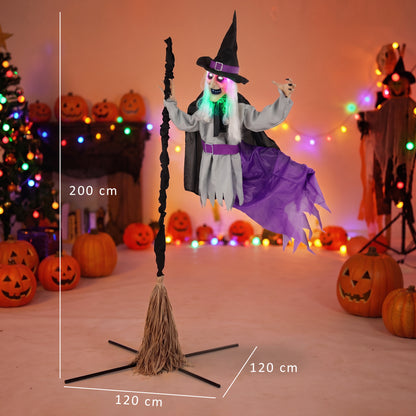 200cm Life Size Animated Witch, Scary Halloween Animatronic Decor
