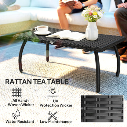 90 cm Rattan Garden Coffee Table Wicker Outdoor Table Furniture