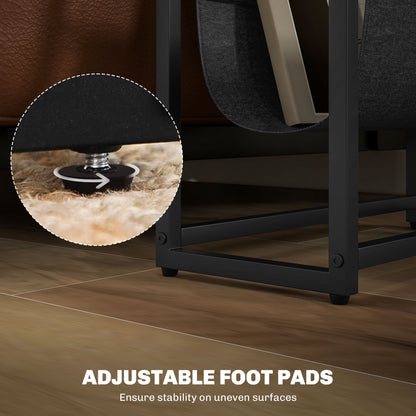 Narrow Side Table, End Table with 3-Tier Storage for Living Room