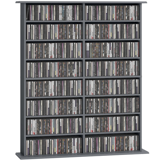 CD Storage Unit DVD Tower Blu-ray Storage Shelf for Office, Grey