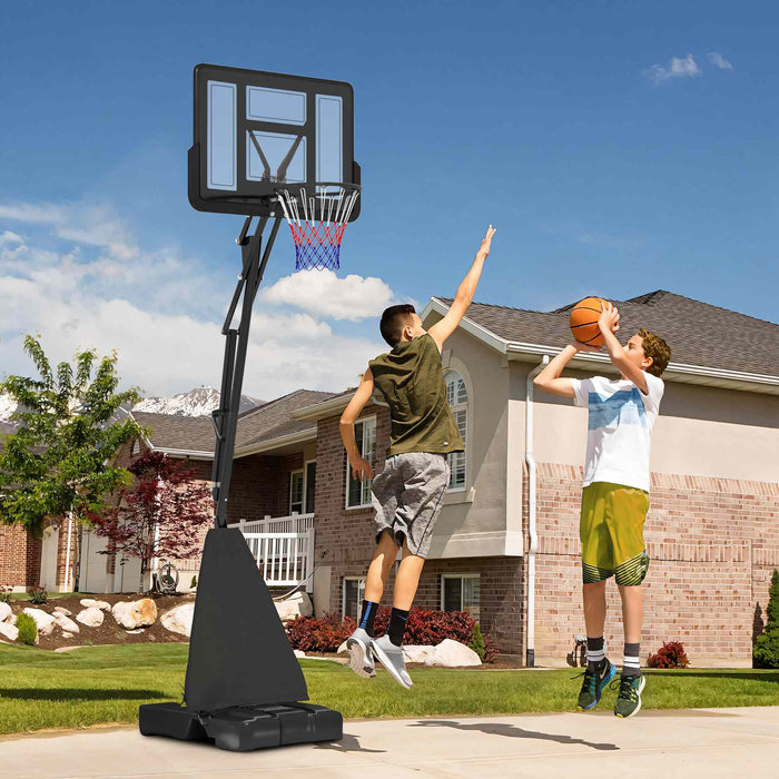 2.45-3.05m Portable Basketball Hoop and Stand with Wheels, Black