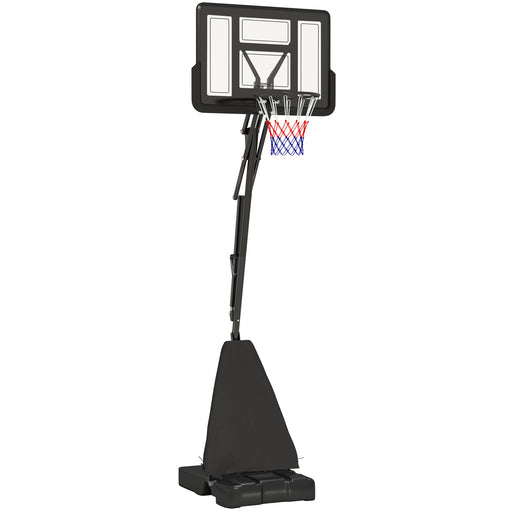 2.45-3.05m Portable Basketball Hoop and Stand with Wheels, Black