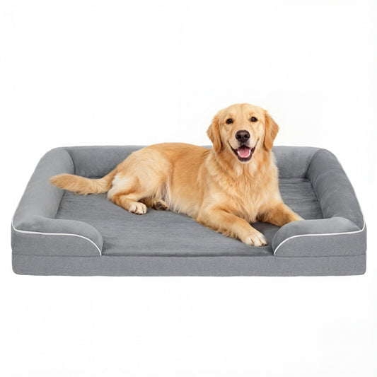 Dog Sofa Bed, Washable Pet Bed with Non-Slip Bottom, Grey