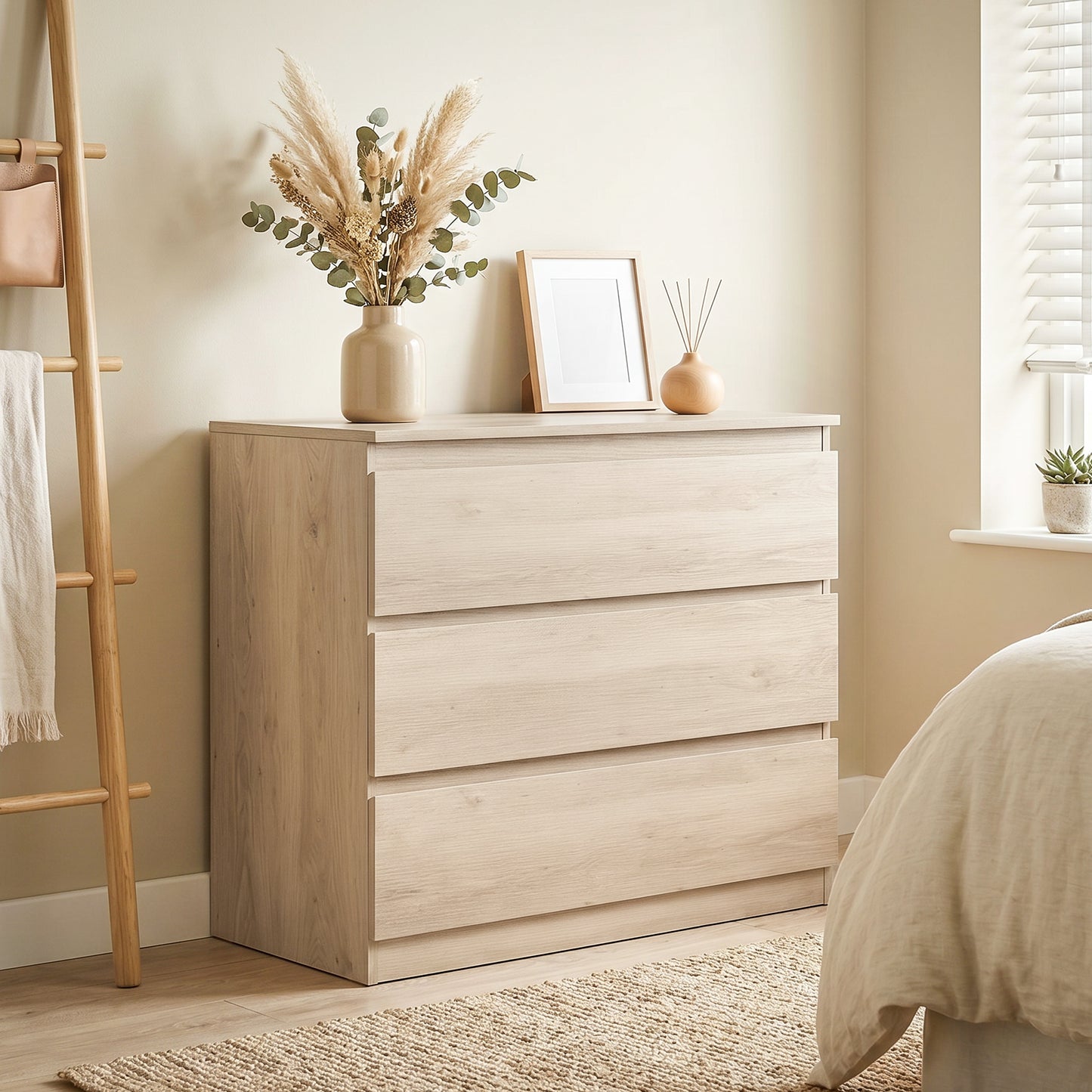 3-Drawer Storage Organiser Unit for Living Room, Oak