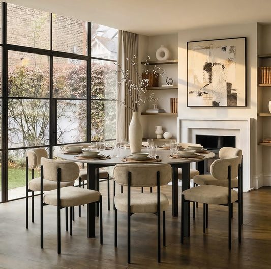 Niven 6-8 Seat Dining Table Concrete Effect - Black Legs
