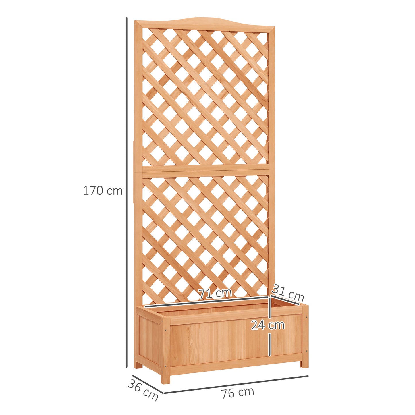 Garden Wooden Planter Box with Trellis Flower Raised Bed Brown