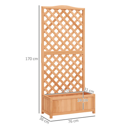 Garden Wooden Planter Box with Trellis Flower Raised Bed Brown