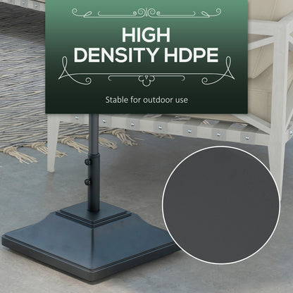 60kg Square Parasol Base with Wheels, 38mm, 48mm Heavy Duty Plastic Umbrella Stand, Fillable Parasol Stand for Outdoor Patio Umbrella, Black