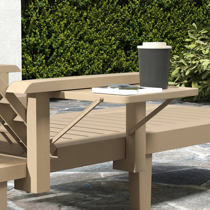 Set of 2 Resin Reclining Sun Loungers for Garden, Khaki