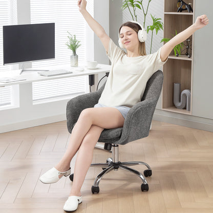 Modern Velvet Office Desk Chair for Bedroom, Living Room, Grey