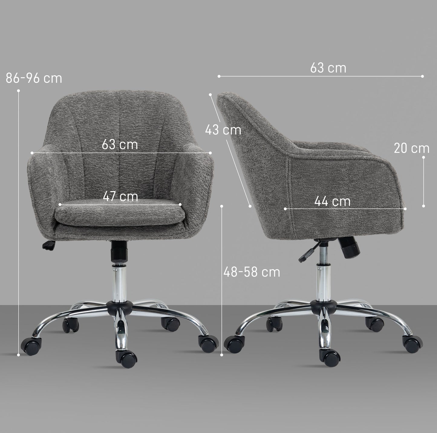 Modern Velvet Office Desk Chair for Bedroom, Living Room, Grey