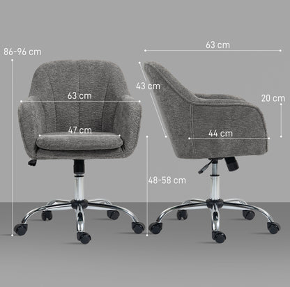 Modern Velvet Office Desk Chair for Bedroom, Living Room, Grey
