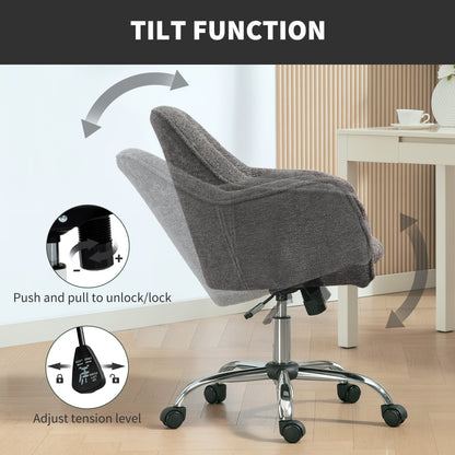 Modern Velvet Office Desk Chair for Bedroom, Living Room, Grey
