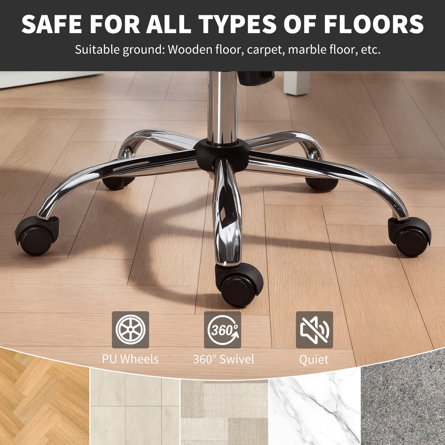 Modern Velvet Office Desk Chair for Bedroom, Living Room, Grey