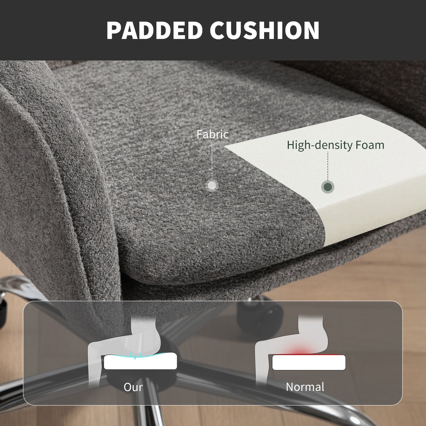 Modern Velvet Office Desk Chair for Bedroom, Living Room, Grey