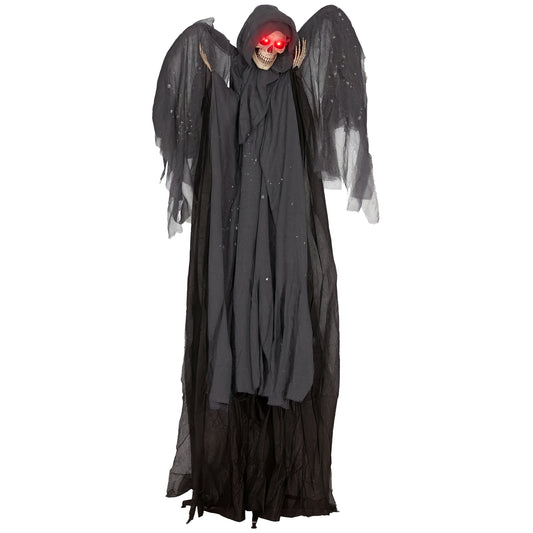 Winged Grim Reaper Animatronic Prop w/ Light Up Eyes, for Haunted House