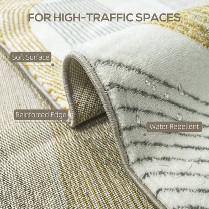 Machine Washable Rug, Allergy-Friendly Floor Carpet, Cream White