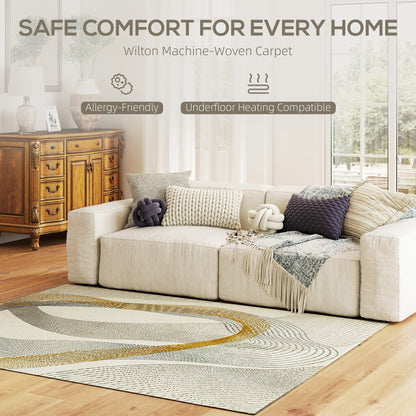 Machine Washable Rug, Allergy-Friendly Floor Carpet, Cream White