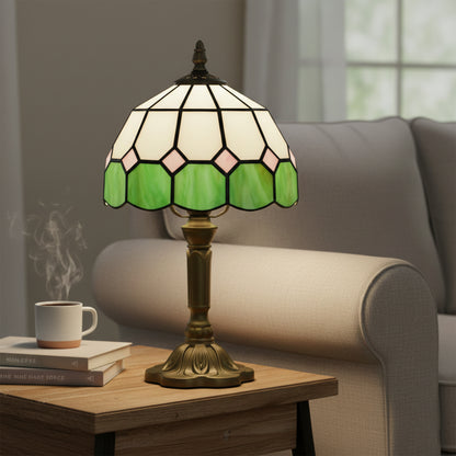 Tiffany-Style Table Lamp for Bedroom, Bulb not Included, Green
