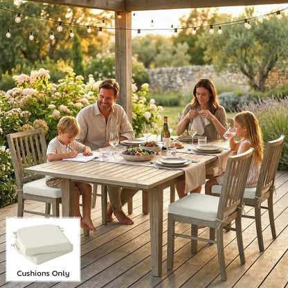 Outdoor Chair Seat Cushions Set of 2, Garden Chair Cushions, Cream