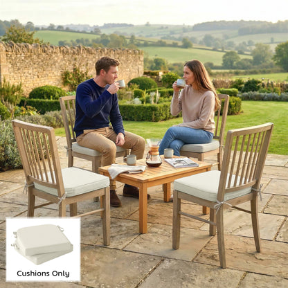 Outdoor Chair Seat Cushions Set of 2, Garden Chair Cushions, Cream