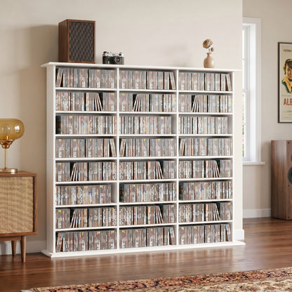 DVD Storage Unit, Media Storage Shelf with 24 Compartments, White