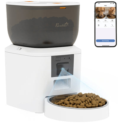Automatic Cat Feeder with Camera, 2.4G WiFi, Smart APP Control 4L Pet Feeder 1-10 Meals with 2-Way Audio, Night Vision, Anti-Clogging, 10s Meal Call Back, Dual Power Supply, Detachable Clean