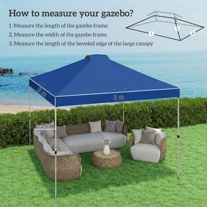 Gazebo Roof Replacement UV50+ Waterproof 3x3(m) Blue