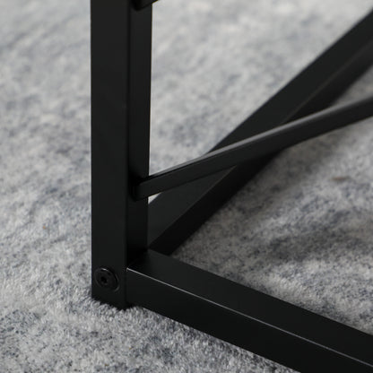 Set of 3 Nesting Coffee Tables Square End Tables w/ Metal Frame, Grey