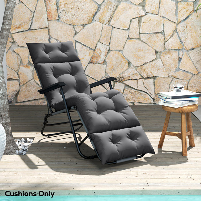 Sun Lounger Cushion Only, Garden Lounge Chair Cushion, Dark Grey