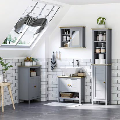 Bathroom Mirror Cabinet Storage Organizer with Open Inside Shelves