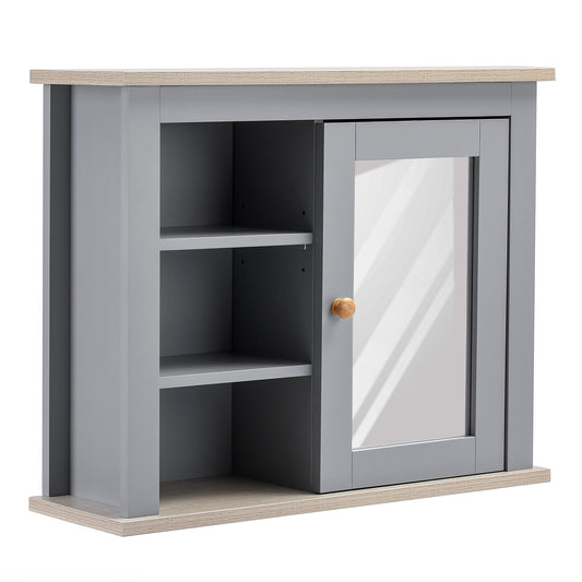 Bathroom Mirror Cabinet Storage Organizer with Open Inside Shelves