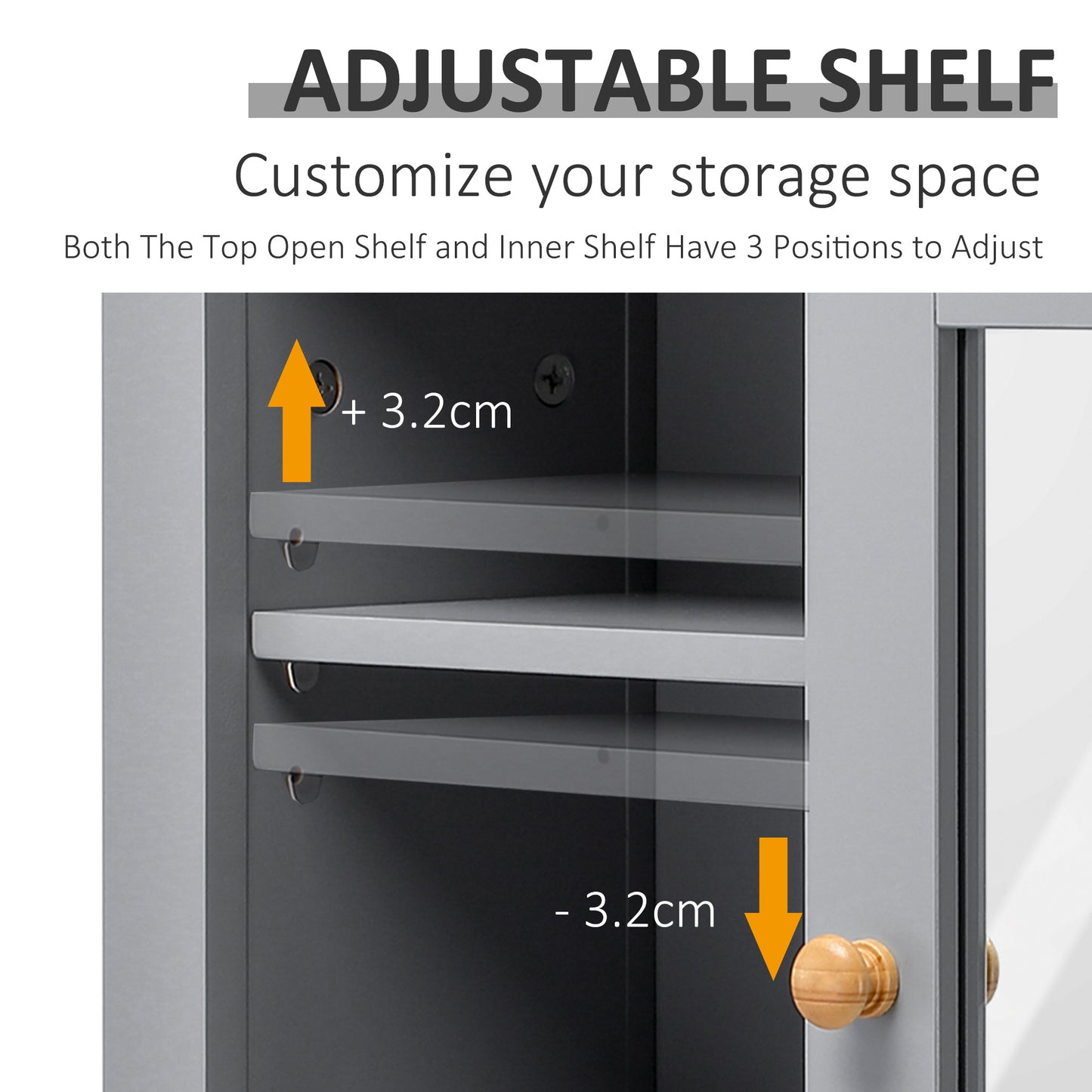 Bathroom Mirror Cabinet Storage Organizer with Open Inside Shelves