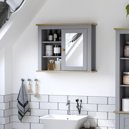 Bathroom Mirror Cabinet Storage Organizer with Open Inside Shelves