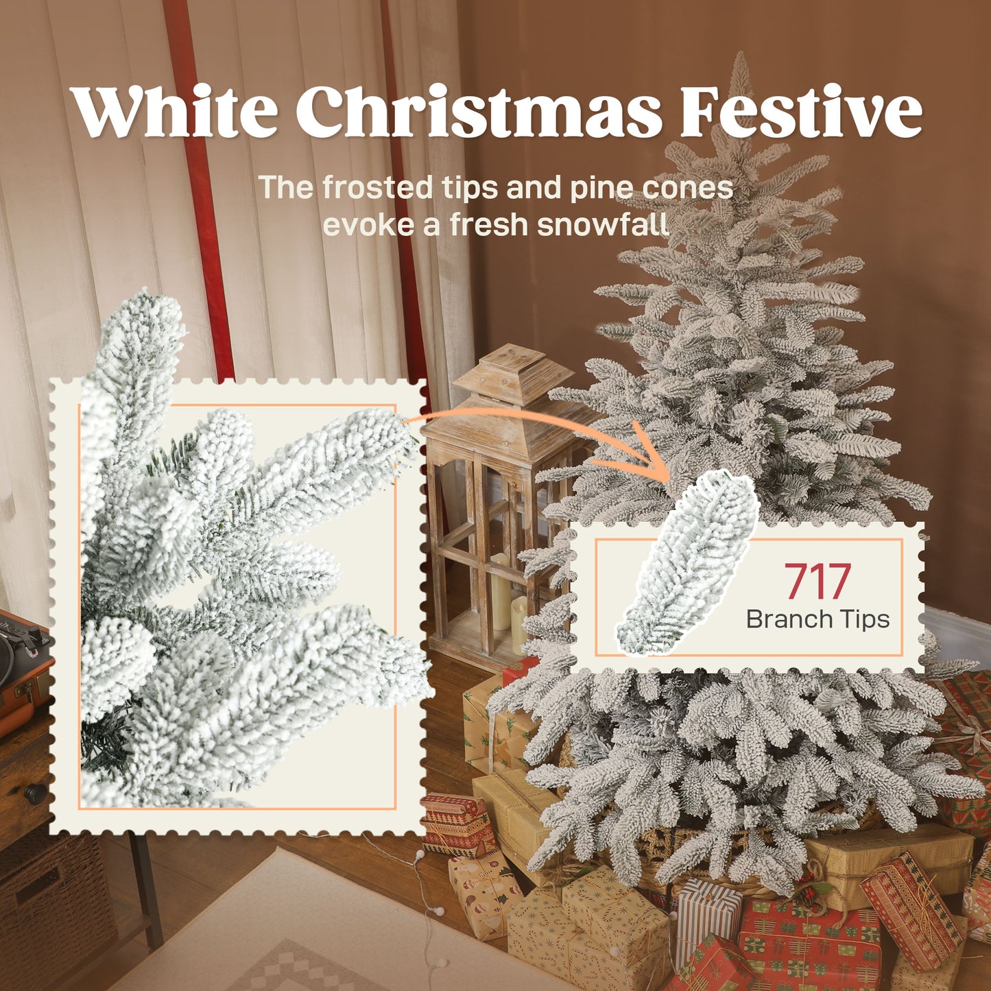 5 ft Artificial Christmas Tree with 717 Branches, Hinged Xmas Tree