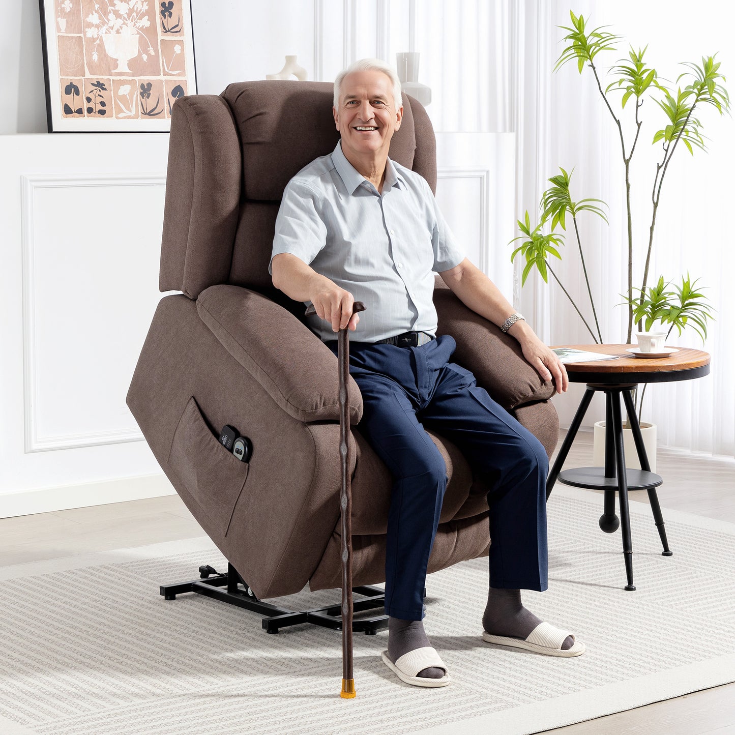 Power Lift Recliner Chair for Elderly with Massage, Dark Brown