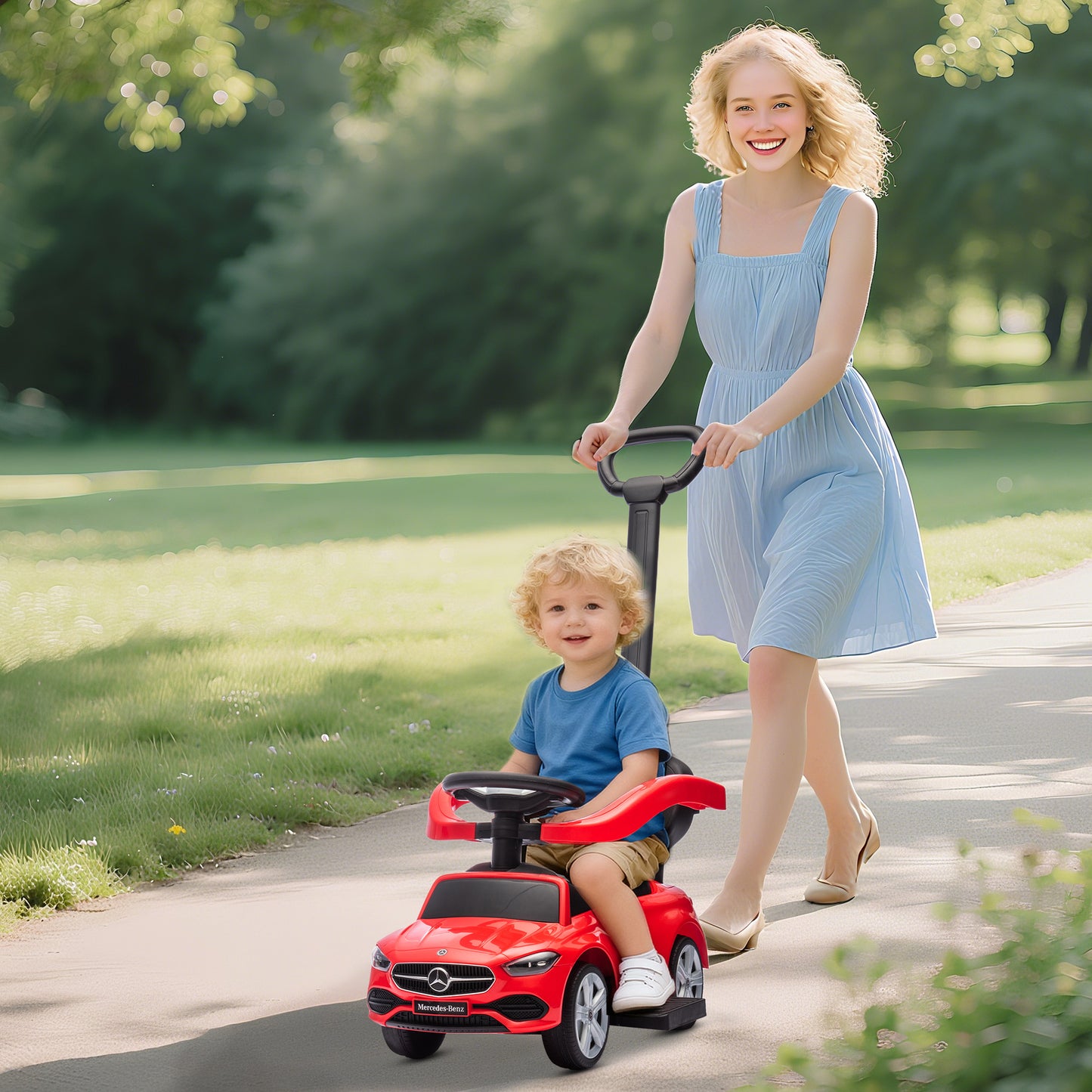 2 in 1 Baby Ride on Push Car Mercedes-Benz C-Class Licensed, Red