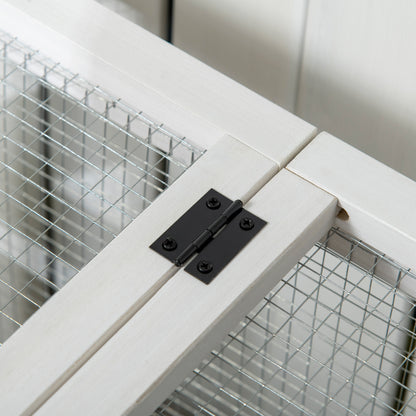 Rabbit Hutch, Guinea Pig Cage with Wheels, Outdoor/Indoor, Grey