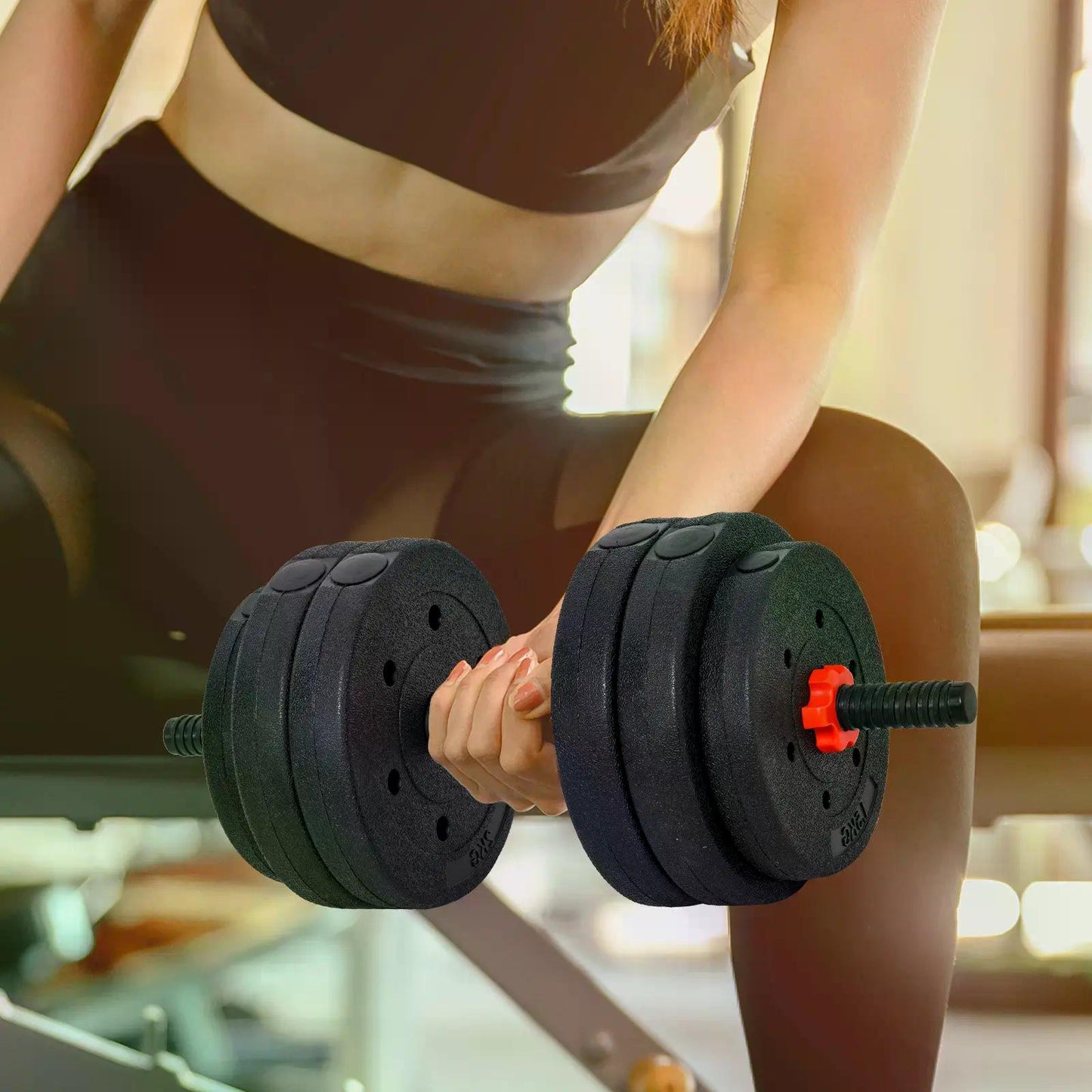 25kg 2 IN 1 Adjustable Dumbbells Weight Set, Dumbbell Hand Weight Barbell for Body Fitness, Lifting Training for Home, Gym, Black