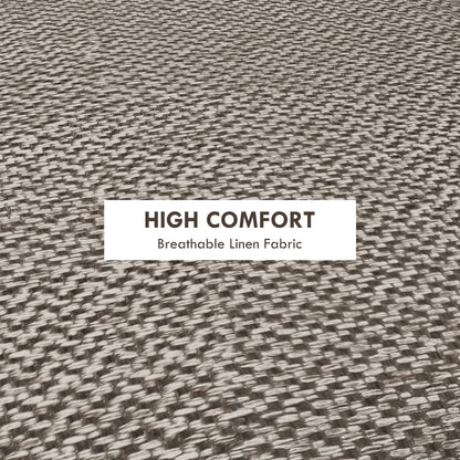 Round Ottoman Stool with Storage, Linen Fabric Upholstered Foot Stool with Padded Seat, Hidden Space and Wood Legs